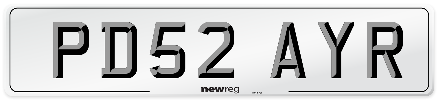 PD52 AYR Number Plate from New Reg